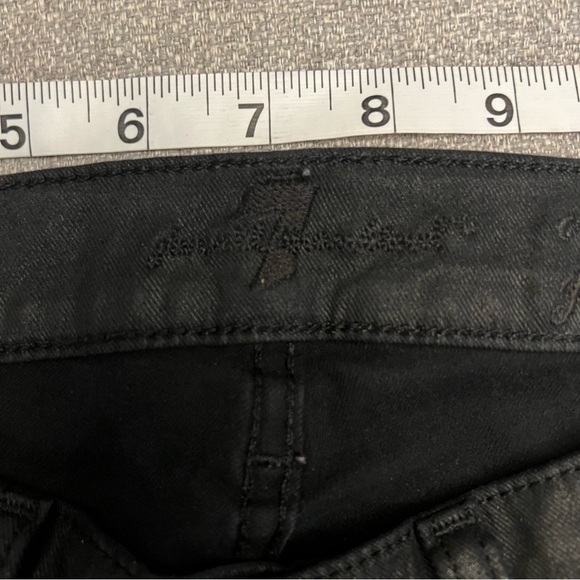 SEVEN FOR ALL MANKIND BLACK WAXED DENIM SKINNY JEANS - Picture 6 of 8